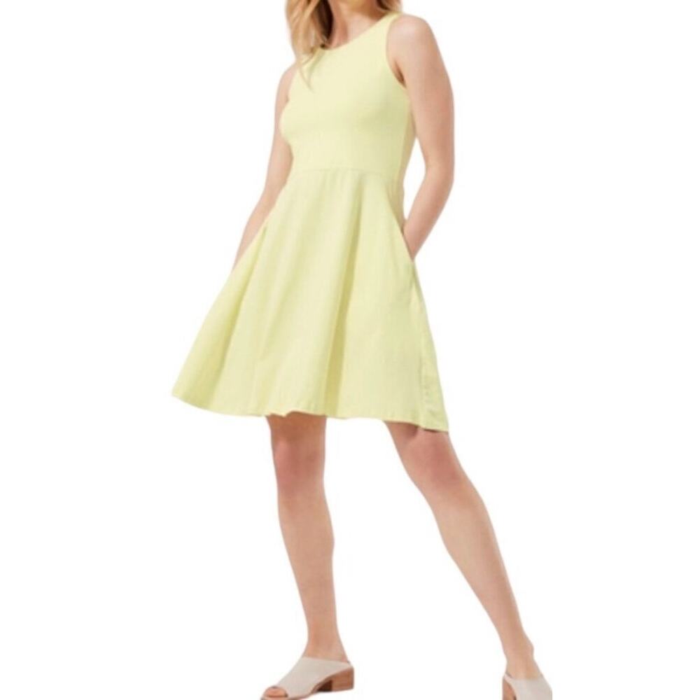 Pact fit & flare mini sleeveless side pockets organic cotton dress, size small